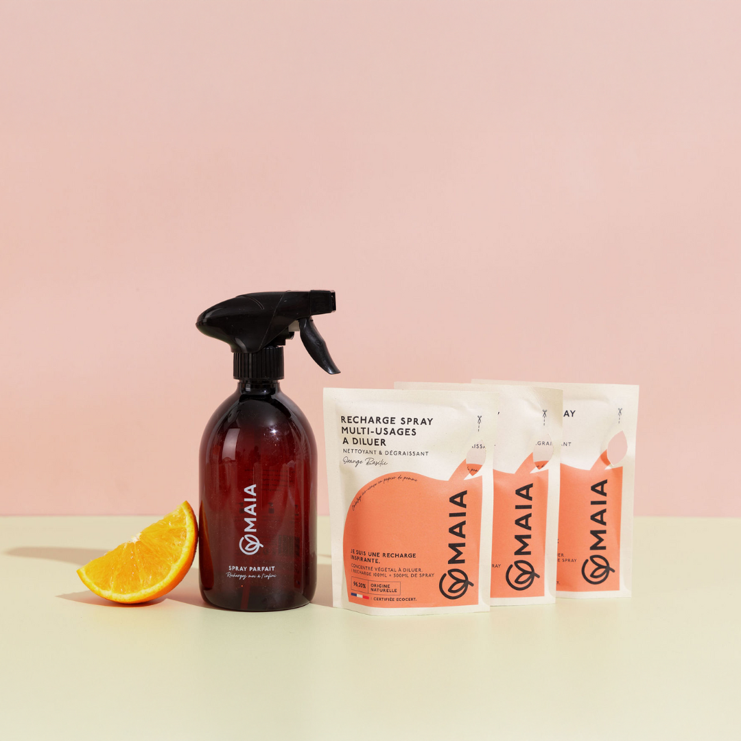 Kit 3 Éco-recharges Spray Multi-usages Orange & Basilic
