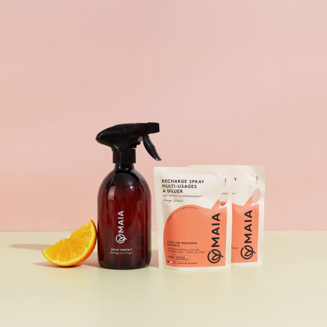 Kit 2 Éco-recharges Spray Multi-usages Orange & Basilic