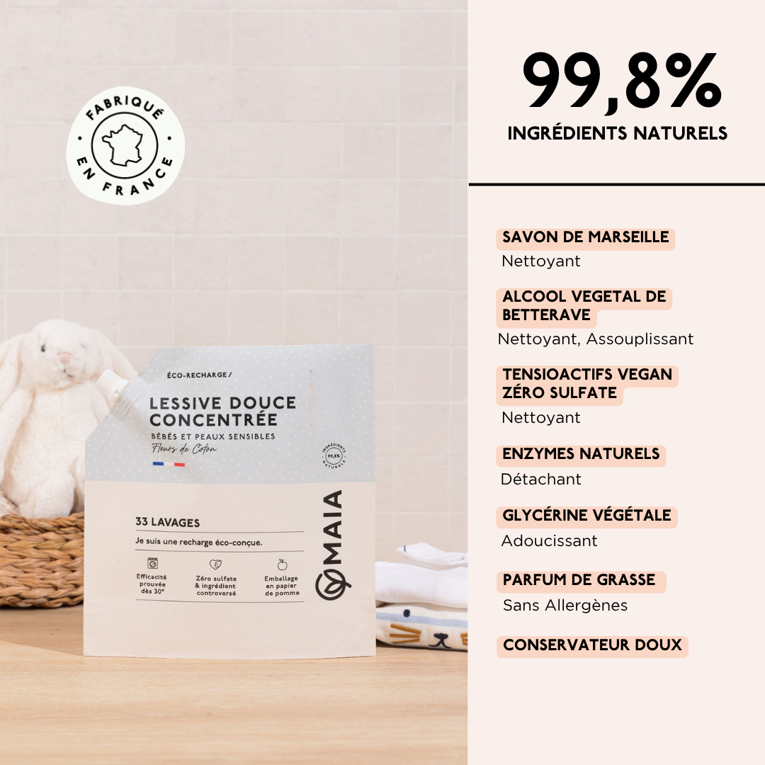 Recharge Lessive Bébés & Peaux sensibles Fleur de Coton 33 lavages